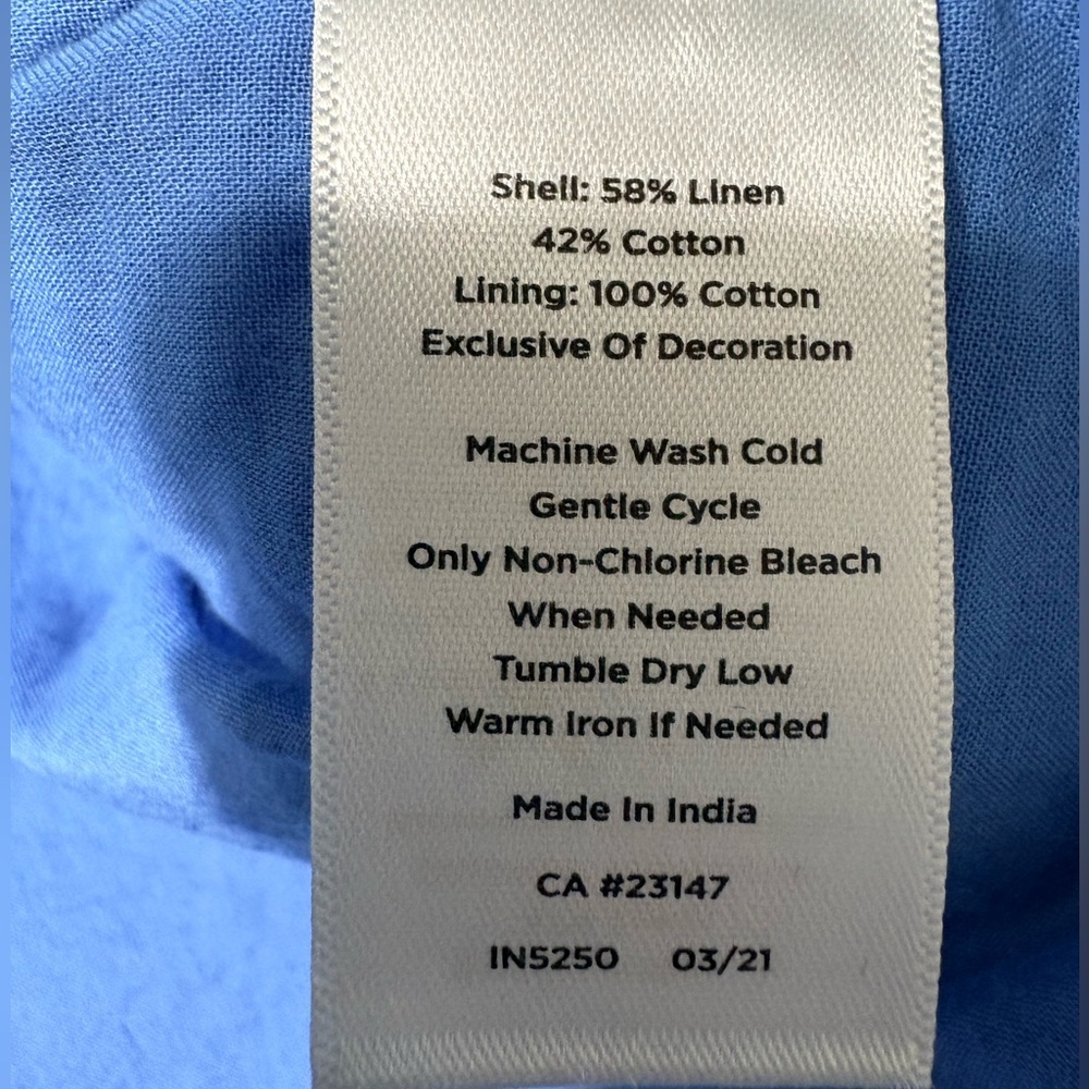 Talbots Chambray Colorful Scalloped Embroidery Shift Dress Sleeveless Back Zip - Picture 16 of 16
